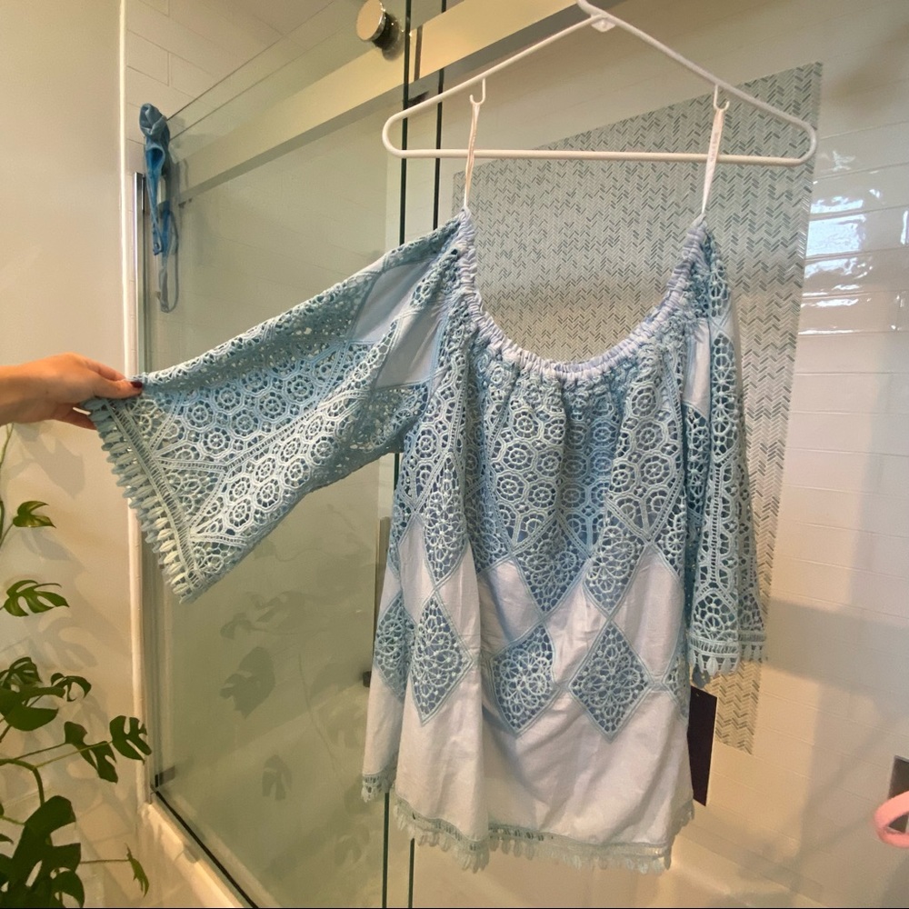 blue lace blouse